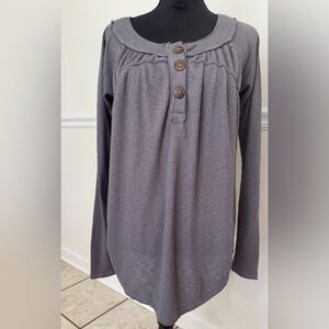 We The Free Gray Waffle Knit Top